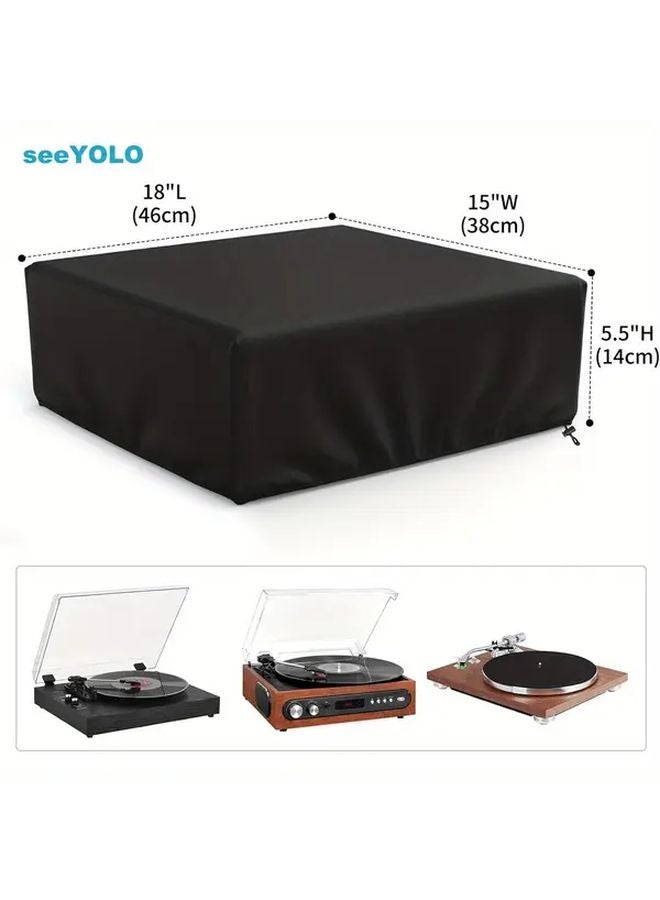 Universal Turntable Dust Cover Black 18x15x5 5in For Vinyl Record Player Storage - Image 1
